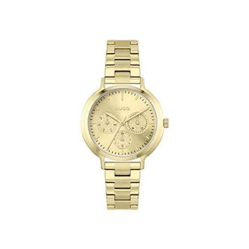 Hugo orologio analogico multifunzione al quarzo da donna con cinturino in acciaio inossidabile dorato - 1540120