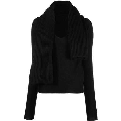 MM6 Maison Margiela maglione con dettaglio foulard - nero