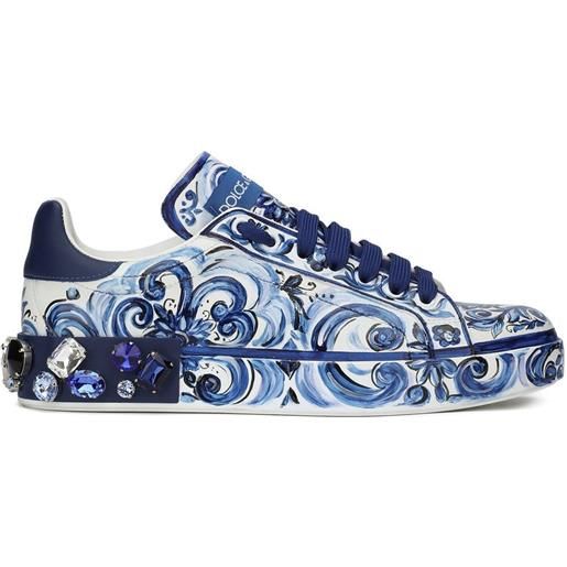 Dolce & Gabbana sneakers portofino con stampa maioliche - blu