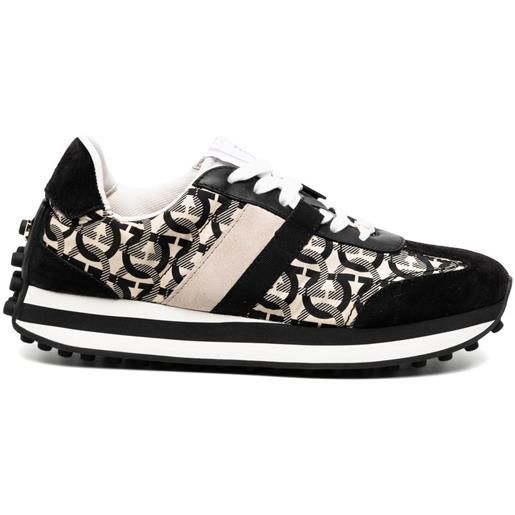 Ferragamo sneakers con stampa gancini - nero