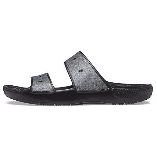 Crocs sandali classici croc glitter ii, zoccoli unisex-adulto, nero, 37.5 eu