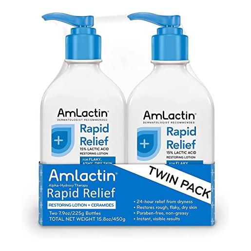 AmLactin rapid relief restoring lotion + ceramides twin pack, (2) 7.9 ounce bottles, paraben free