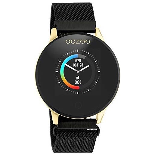 Oozoo smartwatch unisex con cinturino in maglia di acciaio inossidabile color oro/nero 43 mm q00122