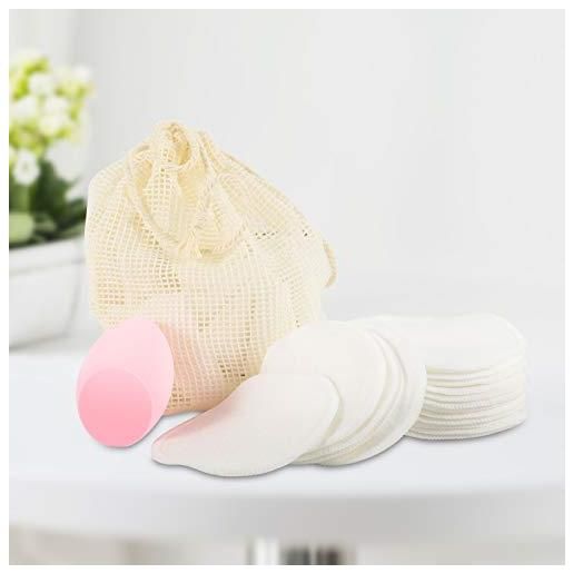 Onlylove - 21 tamponi riutilizzabili per rimuovere il trucco, lavabili con frullatore, struccante per trucco ecologico, in cotone di bambù per tutti i tipi di pelle, con borsa per bucato in cotone