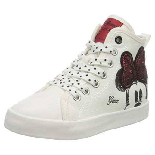 Geox jr ciak girl f, sneakers bambine e ragazze, bianco/rosso (off white/red), 31 eu
