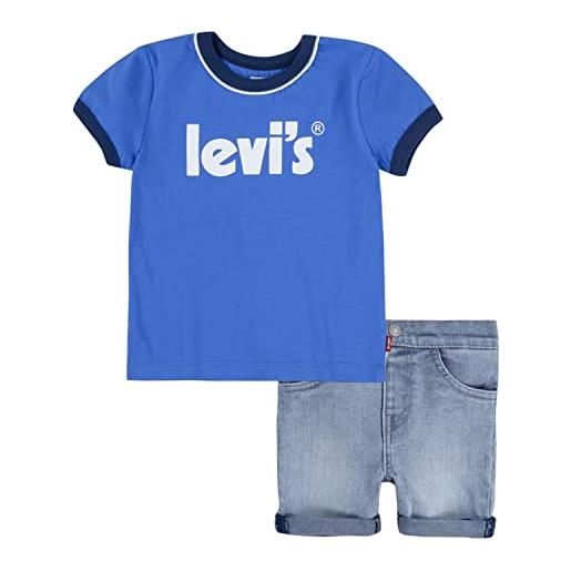 Levi's Kids lvb ringer tee and short set 6ee908 pigiama, bianco, 9 mesi bambino