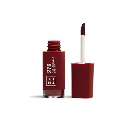 3ina makeup - the longwear lipstick 276 - marrone lucido - rosetto marrone lucido con acido per nutrire le labbra - rossetto opaco lunga durata altamente pigmentato - vegan - cruelty free
