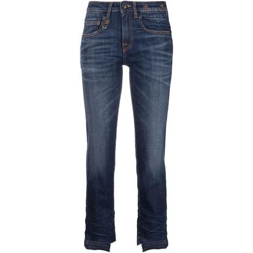 R13 jeans crop a vita media - blu