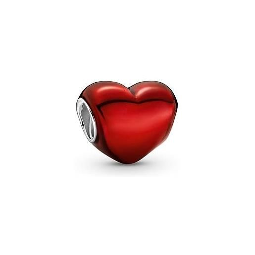 Pandora charm cuore rosso metallizzato 799291c02 argento