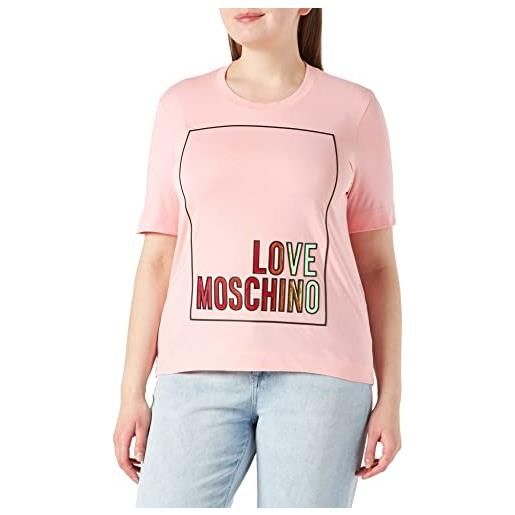 Love Moschino t-shirt personalised logo box graphic with iridescent foi, bianco, 44 donna