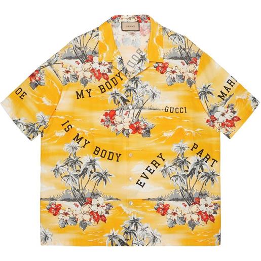 Gucci camicia in stile bowling con stampa - giallo
