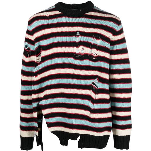 Charles Jeffrey Loverboy maglione a righe con effetto vissuto - nero