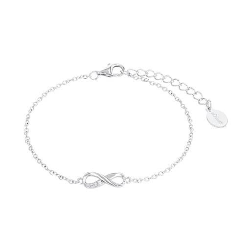 s.Oliver bracciale da donna in argento 925, con zirconi sintetici, 16+3 cm, argento, infinity, fornito in confezione regalo, 2017243