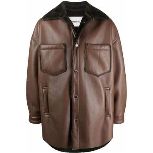 Nanushka giacca-camicia di pelle - marrone