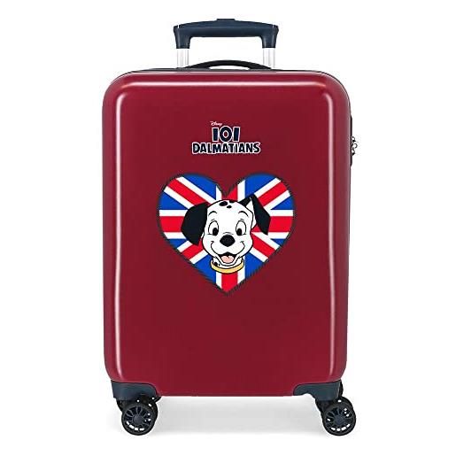 Disney 101 dalmatas valigia da cabina rossa 38 x 55 x 20 cm rigida abs chiusura a combinazione laterale 34 l 2 kg 4 ruote doppie