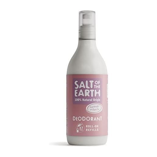 Salt Of the Earth natural deodorant roll on refill by salt of the earth, lavender & vanilla - vegan, long lasting protection, leaping bunny approved, made in the uk - 525ml