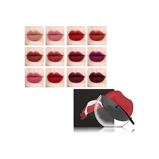 Pelinuar 2022 matte velvet matte lipstick , lazy quick lipstick, matte liquid long-lasting, easy-to-apply, non-stick cup, non-fading, waterproof lip gloss, small and lightweight, easy to carry. (mixed 12 pcs)