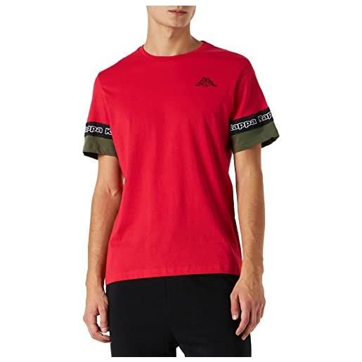 Kappa baxum logo tee, maglietta uomo, rosso/nero, s