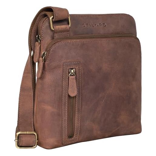 STILORD 'Iris' Borsa Tracolla Donna Pelle Borsetta Donna Pelle Vera Borsa  Piccola Vintage Clutch Pochette con Tracolla in Cuoio, Colore:kara - cognac  : : Moda