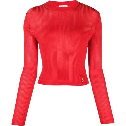 Saint Laurent maglione corto con applicazione - rosso