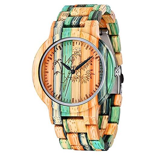 Tiong orologio realizzato in autentico legno di sandalo | esclusiva confezione regalo in legno | prodotto naturale | orologio da polso di legno da uomo (q1007). 