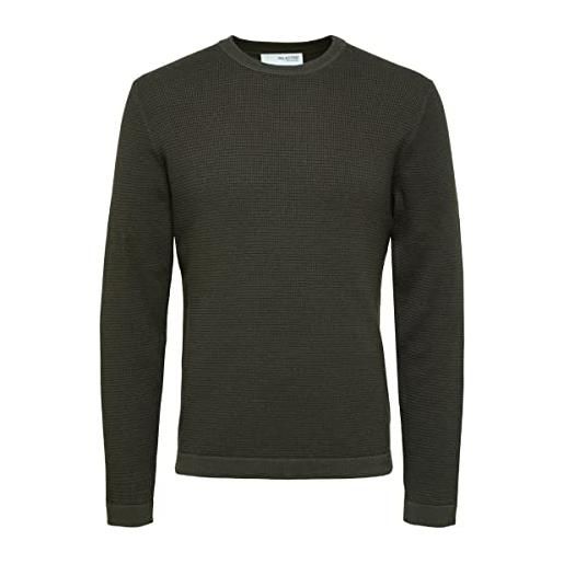 SELECTED HOMME slhrocks ls knit crew neck g noos maglione, zaffiro scuro, l uomo