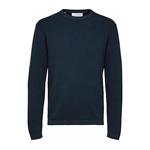 SELECTED HOMME slhrocks ls knit crew neck g noos maglione, zaffiro scuro, xxl uomo