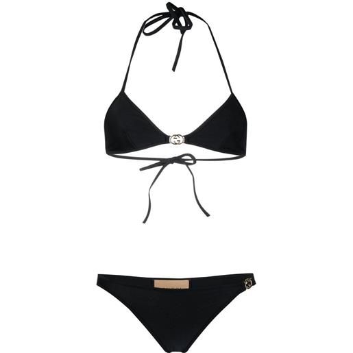 Gucci set bikini gg con applicazione - nero