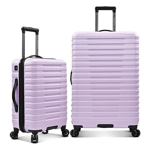 U.S. Traveler boren - valigia da viaggio robusta in policarbonato, con 8 ruote girevoli, manico in alluminio, lavanda, 2-piece set, hardside 8 ruote spinner bagaglio con sistema di maniglia in