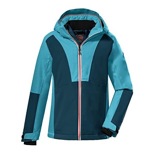 Killtec girl's giacca da sci/giacca funzionale con cappuccio e paraneve ksw 155 grls ski jckt, neon pink, 128, 38486-000