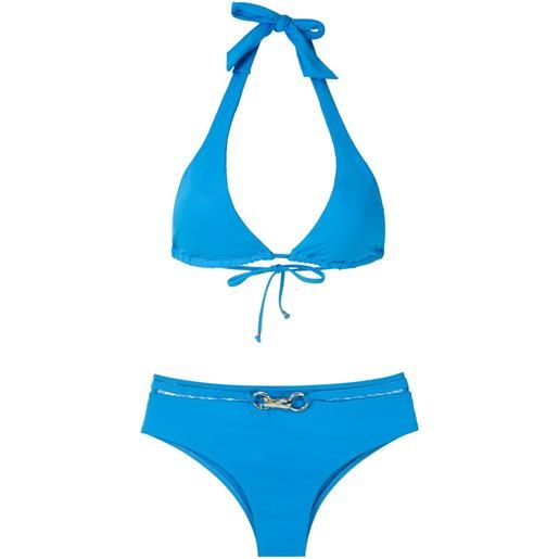 Amir Slama set bikini con decorazioni metallizzate - blu