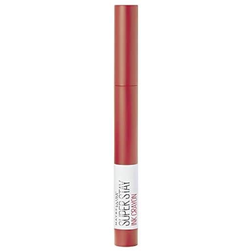 Maybelline new york - rossetto super stay ink crayon, opaco e duraturo, n. 40 laugh louder, 1,5 g