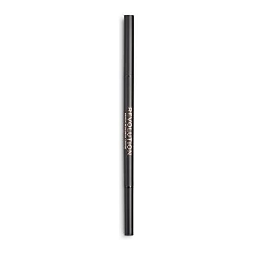 Makeup Revolution, precise brow pencil, matita per sopracciglia a doppia estremità e pennello a rocchetto, punta fine, marrone scuro, 9g
