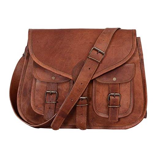 ALASKA EXPORTS - 13 pollici borsa in pelle donna borsa a tracolla borsa a tracolla borsa da donna tote borsa da viaggio in vera pelle, marrone, 13 inch_1