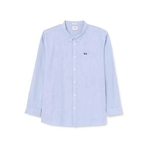 Wrangler 1 pkt button down shirt camicia, blu (blue tint), small uomo