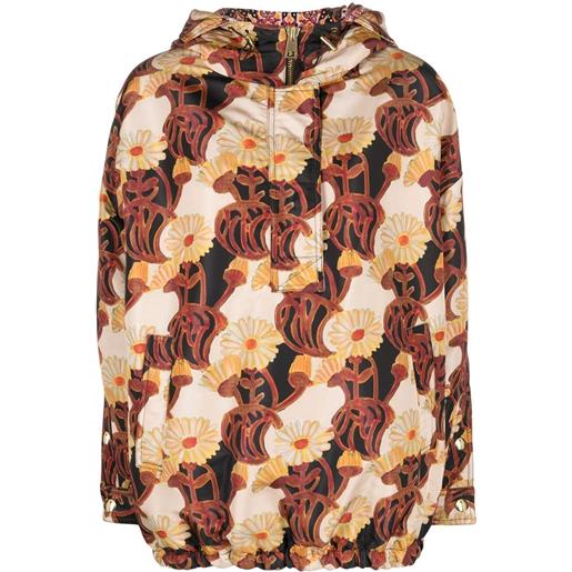 La DoubleJ giacca a fiori con cappuccio - toni neutri