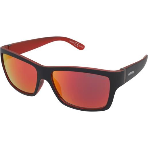 Alpina kacey black matt red/red mirror | occhiali da sole graduati o non graduati | unisex | plastica | rettangolari | nero | adrialenti