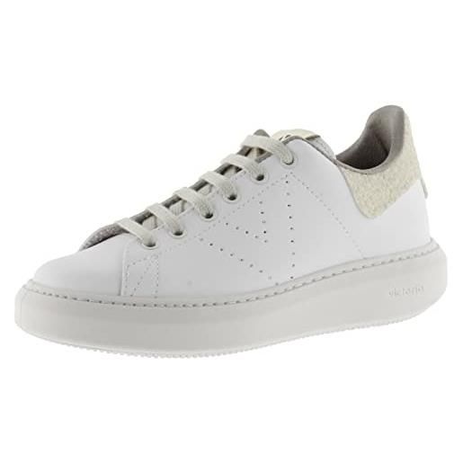 1125104-WOMEN Sneaker Tenis Pelle & Tallone di Glitter & Logo FUSTELLATO a Collo Basso Donna Blanco 39 Amazon Donna Scarpe Sneakers Sneakers con glitter 