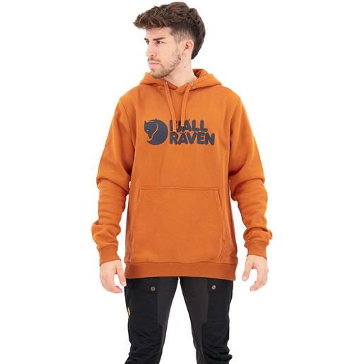 Fjällräven logo hoodie arancione s uomo