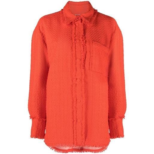 MSGM giacca-camicia in tweed con frange - rosso