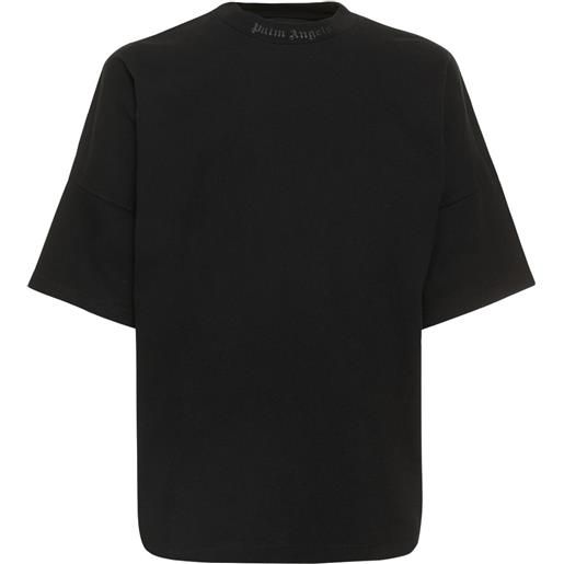PALM ANGELS t-shirt oversize in cotone con logo e glitter