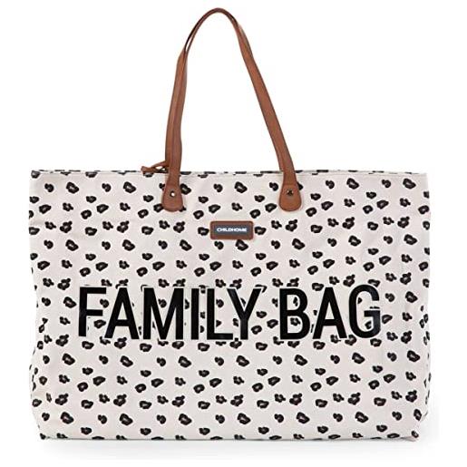Childhome, family bag, borsa per il cambio, borsa fasciatoio borsa da viaggio/weekend, grande capacità, custodia staccabile inclusa, leopardo