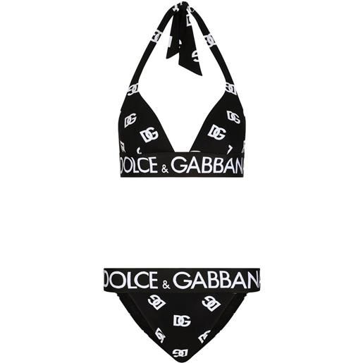 Dolce & Gabbana bikini a triangolo con logo dg - nero