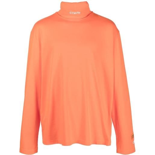 Heron Preston maglione a collo alto con logo - arancione