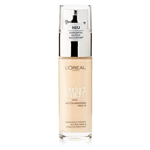 L'Oréal Paris perfect match make up 2. D/2. W golden almond - fondotinta liquido, adattabile al tono della pelle, cura la pelle con acido ialuronico e aloe vera, a96577