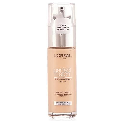 L'Oréal Paris perfect match make up 1. D/1. W golden ivory - fondotinta liquido, adattabile al tono della pelle, cura la pelle con acido ialuronico e aloe vera, aa0730