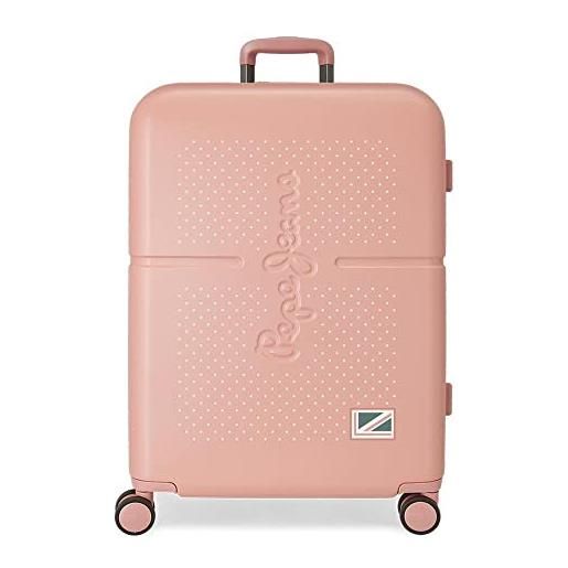 Pepe Jeans laila set valigia rosa 55/70 cm rigido abs built-in chiusura tsa 116l 7,5 kg 4 ruote doppio bagaglio a mano, rosa chiaro, taglia unica, valigia media