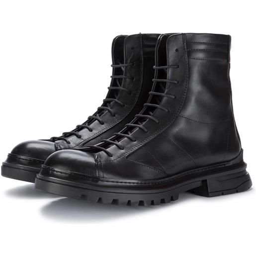 MANOVIA 52 | stivali allacciati con apertura zip nero