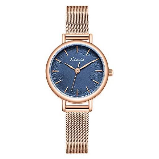 RORIOS orologi da donna analogico al quarzo orologio acciaio inossidabile cinturino in maglia orologi fiore moda women watches