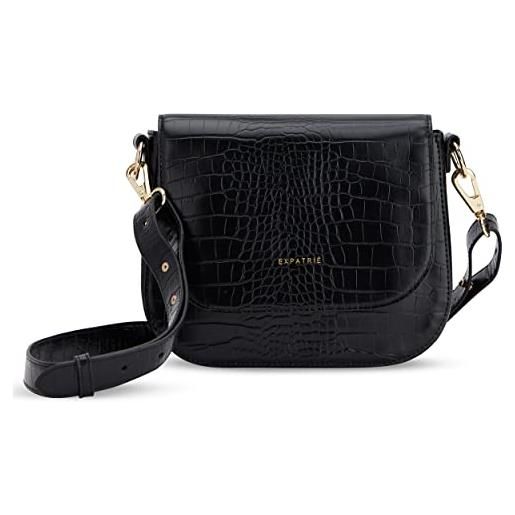 Expatrié borsa a tracolla donna nero - louise medium - elegante borsetta piccola in pelle pu - borse a sella per shopping e lavoro - borsa a mano moderna
